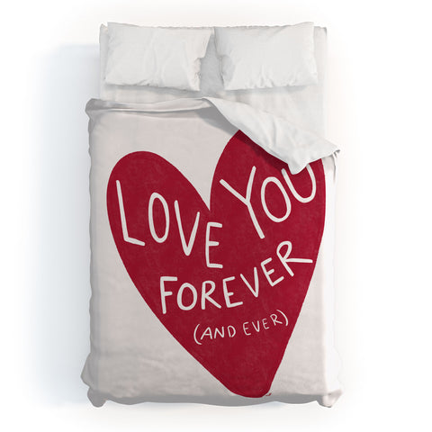 AthenesAtelier Love You Forever Red Heart Duvet Cover
