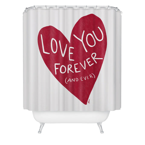 AthenesAtelier Love You Forever Red Heart Shower Curtain