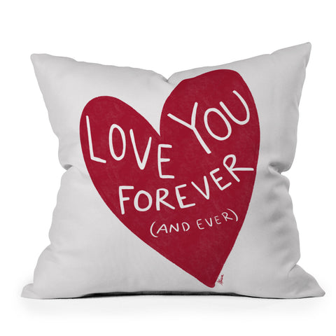 AthenesAtelier Love You Forever Red Heart Throw Pillow