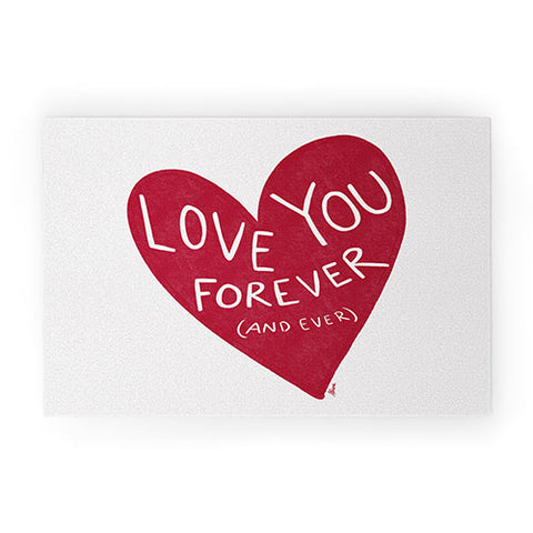 AthenesAtelier Love You Forever Red Heart Welcome Mat