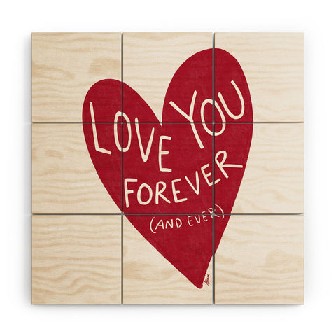 AthenesAtelier Love You Forever Red Heart Wood Wall Mural