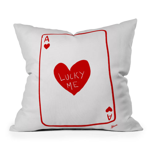 AthenesAtelier Lucky Me Playing Card Throw Pillow