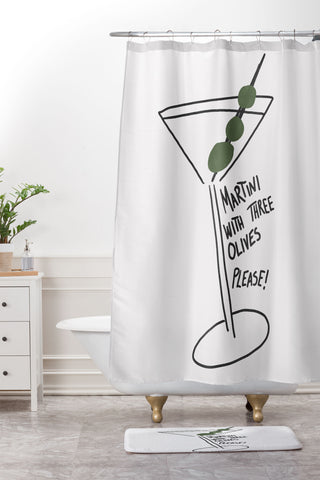 AthenesAtelier Martini Three Olives Shower Curtain And Mat