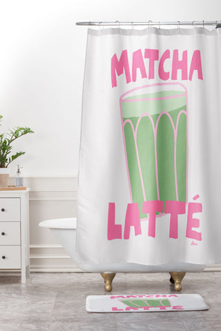 AthenesAtelier Matcha Latte Shower Curtain And Mat