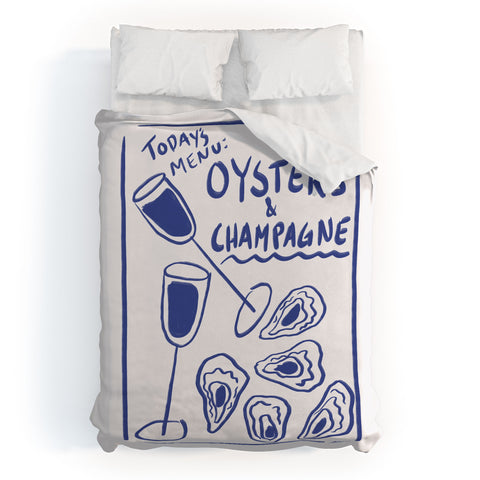 AthenesAtelier Oysters and Champagne Coastal Duvet Cover
