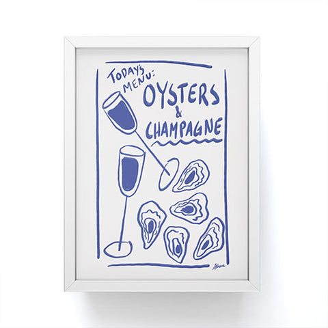 AthenesAtelier Oysters and Champagne Coastal Framed Mini Art Print