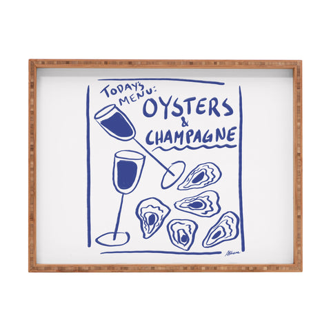 AthenesAtelier Oysters and Champagne Coastal Rectangular Tray