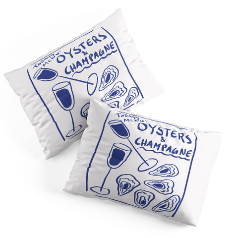 AthenesAtelier Oysters and Champagne Coastal Pillow Shams