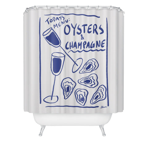 AthenesAtelier Oysters and Champagne Coastal Shower Curtain