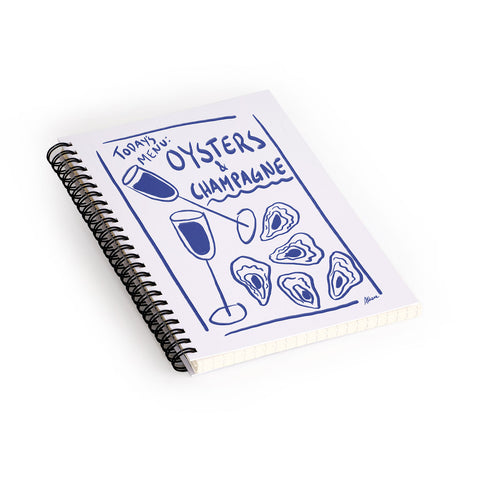AthenesAtelier Oysters and Champagne Coastal Spiral Notebook
