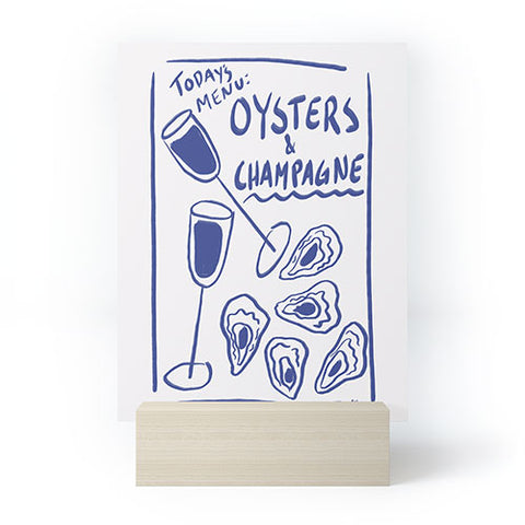AthenesAtelier Oysters and Champagne Coastal Mini Art Print