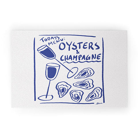 AthenesAtelier Oysters and Champagne Coastal Welcome Mat