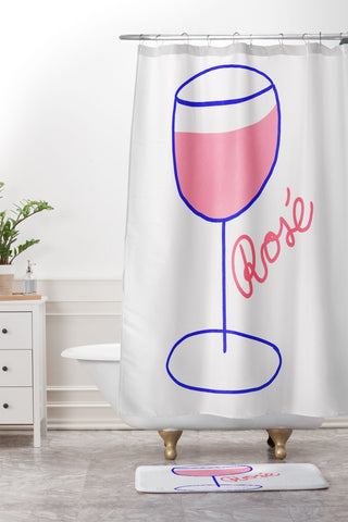 AthenesAtelier Rose Wine Shower Curtain And Mat