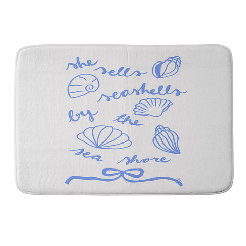 AthenesAtelier She Sells Sea Shells Coastal Memory Foam Bath Mat