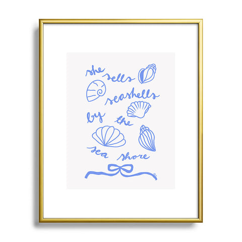 AthenesAtelier She Sells Sea Shells Coastal Metal Framed Art Print