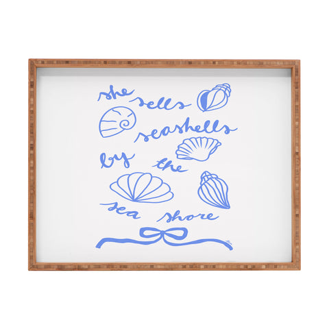 AthenesAtelier She Sells Sea Shells Coastal Rectangular Tray