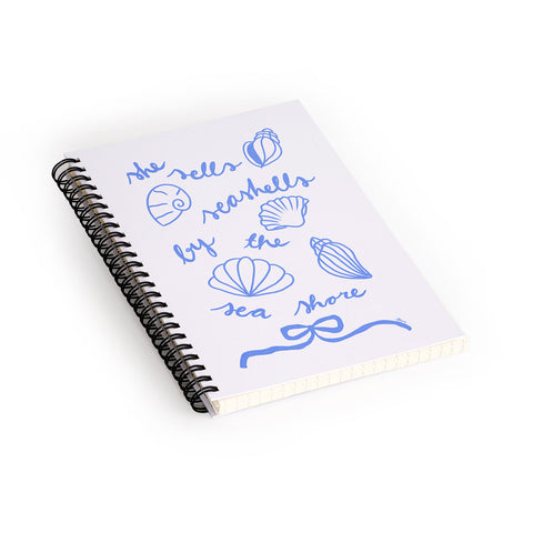 AthenesAtelier She Sells Sea Shells Coastal Spiral Notebook