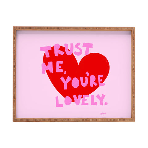 AthenesAtelier Trust Me Youre Lovely Pink Rectangular Tray