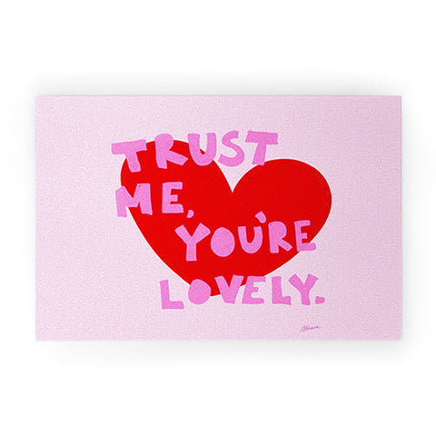 AthenesAtelier Trust Me Youre Lovely Pink Welcome Mat
