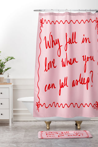 AthenesAtelier Why Fall in Love Shower Curtain And Mat