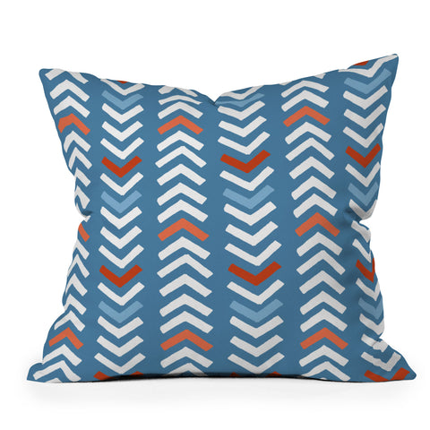Avenie Abstract Chevron Blue Outdoor Throw Pillow