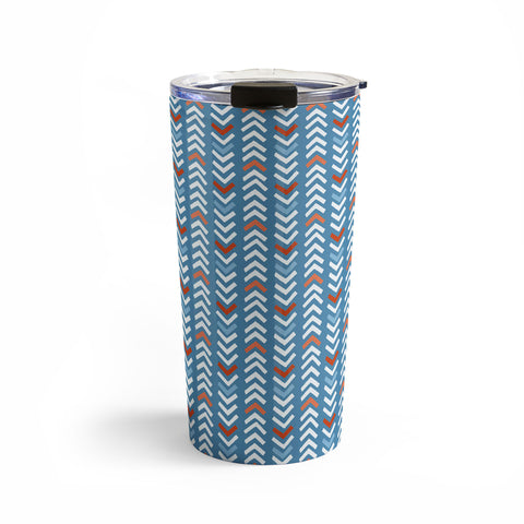 Avenie Abstract Chevron Blue Travel Mug