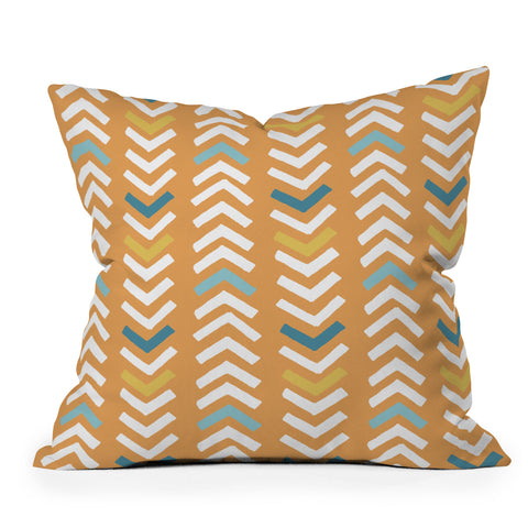 Avenie Abstract Chevron Summer Yellow Outdoor Throw Pillow