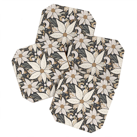 Avenie Abstract Floral Neutral Coaster Set