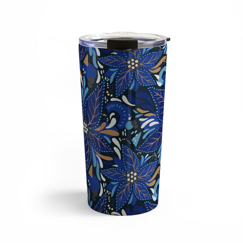 Avenie Abstract Florals Blue Travel Mug
