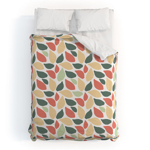 Avenie Abstract Leaves Colorful Duvet Cover