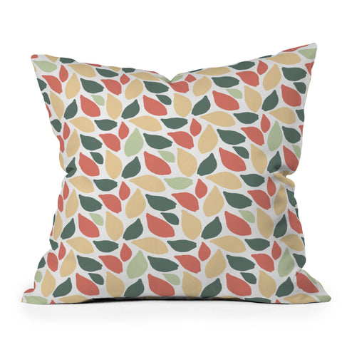Avenie Abstract Leaves Colorful Outdoor Throw Pillow