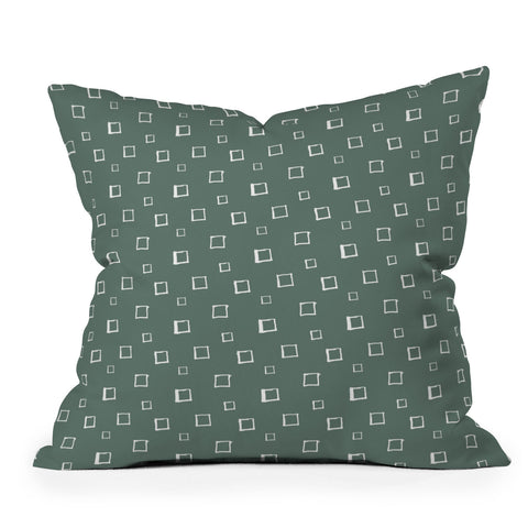 Avenie Abstract Squares Green Outdoor Throw Pillow