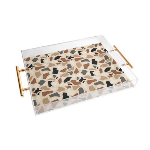 Avenie Abstract Terrazzo Earth Tones Acrylic Tray