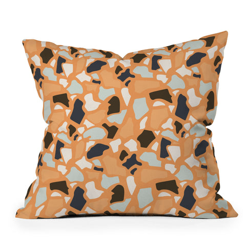 Avenie Abstract Terrazzo Orange Outdoor Throw Pillow