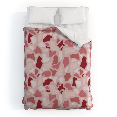 Avenie Abstract Terrazzo Pink Duvet Cover