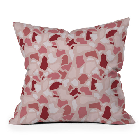Avenie Abstract Terrazzo Pink Outdoor Throw Pillow