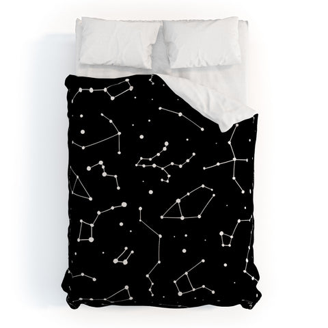 Avenie Black and White Constellations Duvet Cover