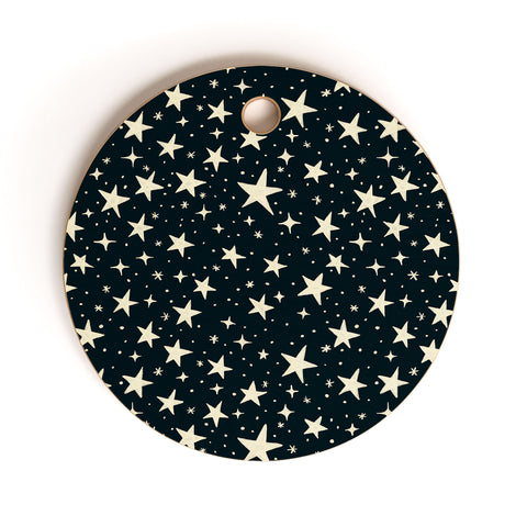 Avenie Black And White Stars Cutting Board Round