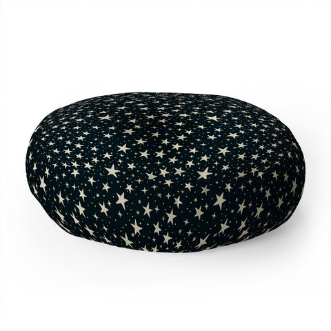 Avenie Black And White Stars Floor Pillow Round