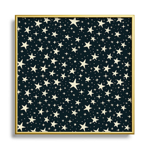 Avenie Black And White Stars Square Metal Framed Art Print