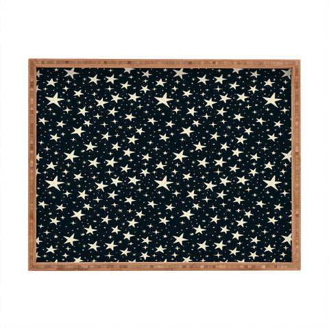 Avenie Black And White Stars Rectangular Tray