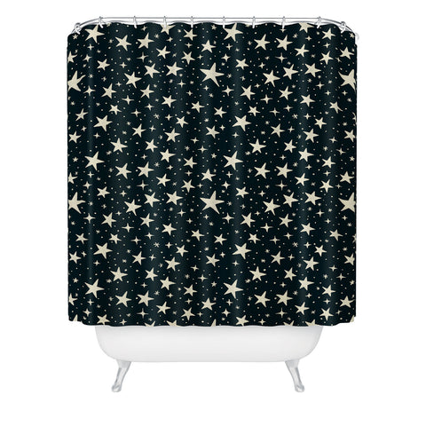 Avenie Black And White Stars Shower Curtain