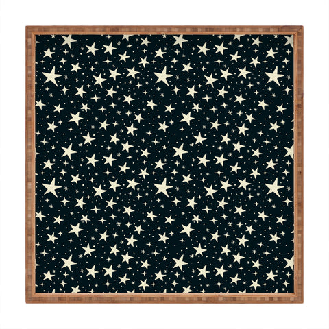 Avenie Black And White Stars Square Tray