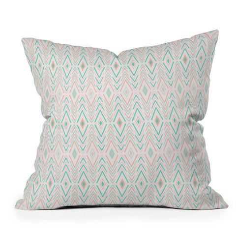 Avenie Bohemian Diamonds Mint Outdoor Throw Pillow