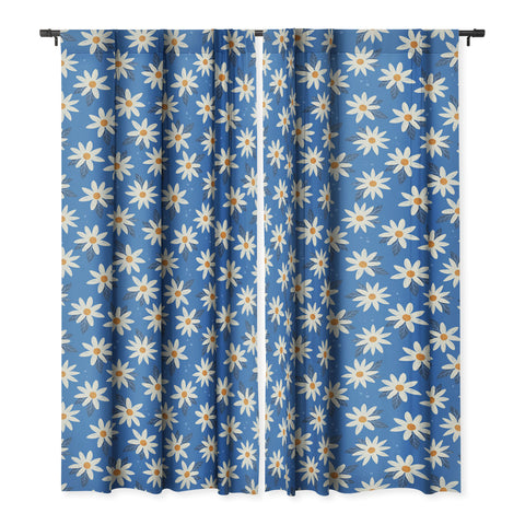 Avenie Boho Daisies Cobalt Blue Blackout Non Repeat