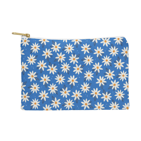 Avenie Boho Daisies Cobalt Blue Pouch