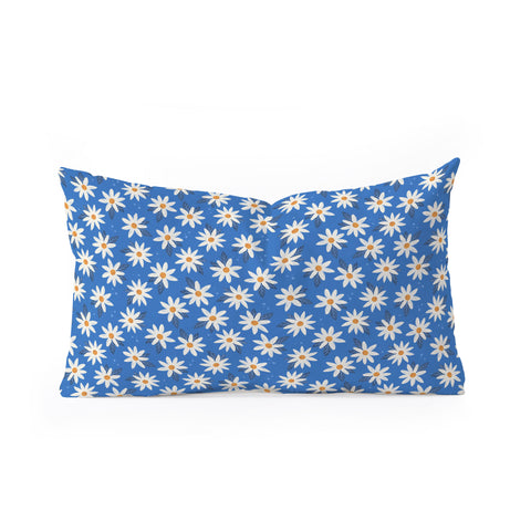 Avenie Boho Daisies Cobalt Blue Oblong Throw Pillow