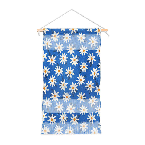 Avenie Boho Daisies Cobalt Blue Wall Hanging Portrait