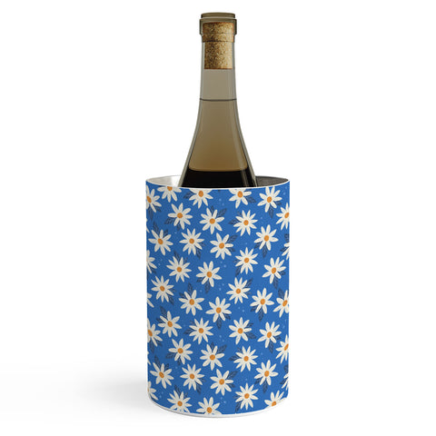 Avenie Boho Daisies Cobalt Blue Wine Chiller