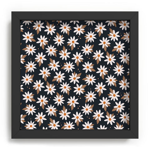 Avenie Boho Daisies In Dark Navy Recessed Framing Square